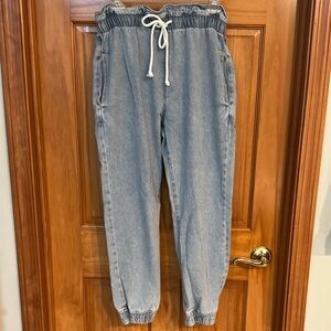 Blue Drawstring Jogger Jeans